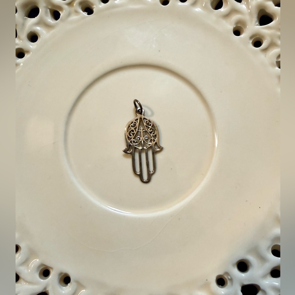 Silver Hamsa Hand Pendant Charm